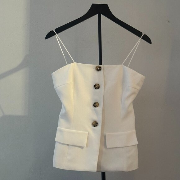 Amanda Uprichard Tops - Amanda Uprichard White Button Bustier Top • Size S